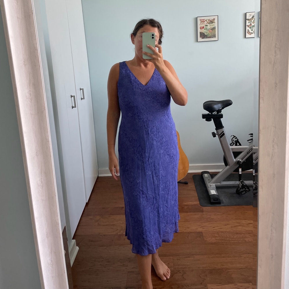 Vintage Joneswear purple snakeskin anima print slip midi dress gown